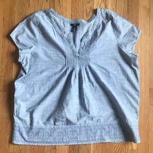 Gap embroidered hem chambray shirt
